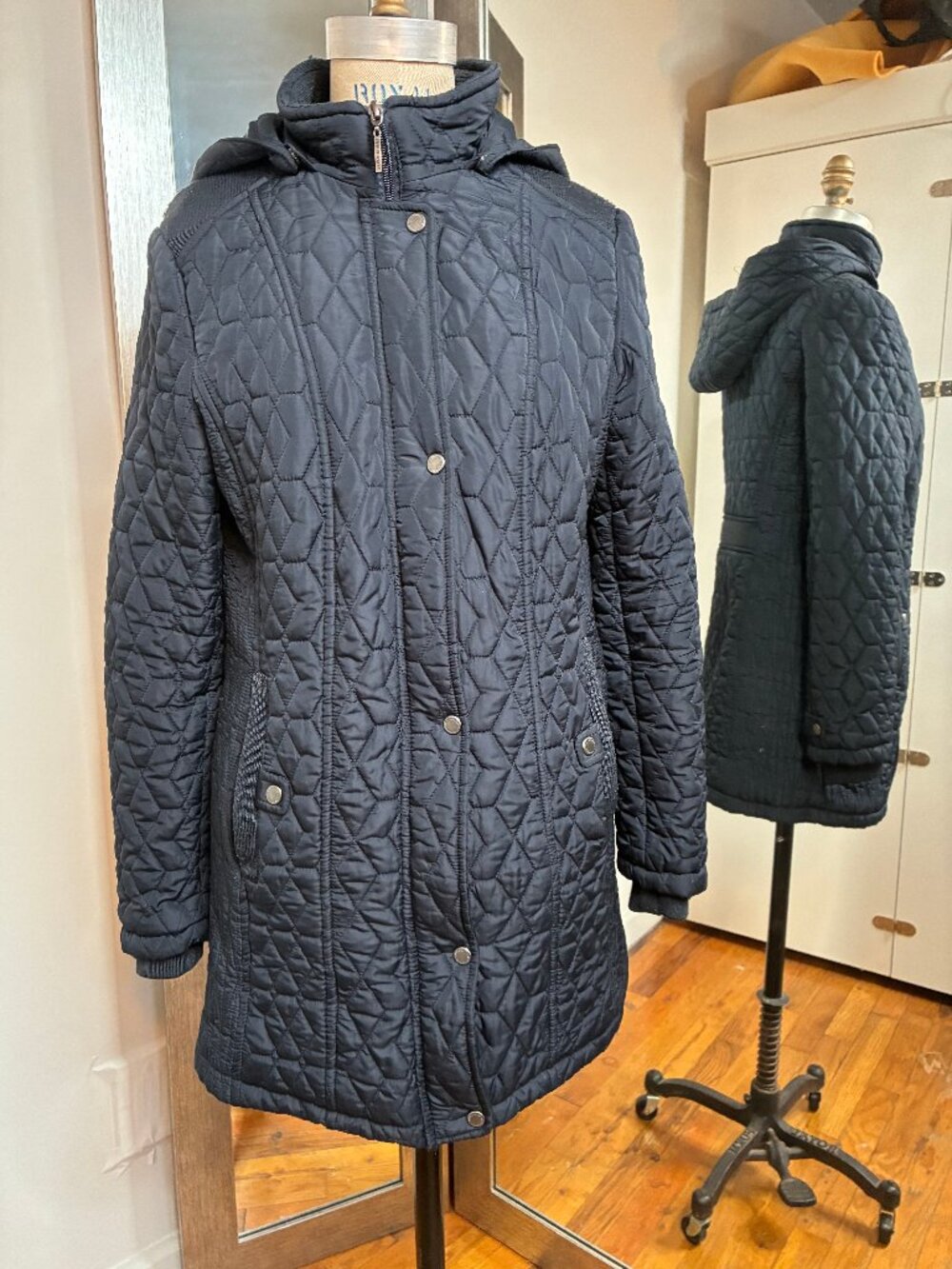 Weatherproof Navy Ski Jacket with removeable hood, Size Small, $60